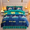 Set Winter Warm Queen Däcke Cover Cute Cartoon Flanell Cover Bed Sheet Pillow Cover 4 Deluxe Bedding Set lakan Set