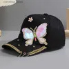 Ball Caps Girls Fashion Baseball Cap Bling Rhinestone Peads Casual Hatsy240315