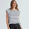 Blusas femininas mulheres verão tank top listrado bloco de cor para o pescoço raglan manga t solto ajuste colete streetwear elástico