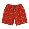 MENS SHORTS SOMMER BOARD Male Red Röda kinesiska traditionella stranden korta byxor y2k roliga snabba torra stammar stor storlek