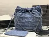 Nouveau sac de créateur 24s Pearl Denim 22bag Sac à bandoulière 10a Femme de qualité supérieure Sac fourre-tout en cuir Génér