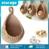 Manden 1/2 stuks Hangende Muur Groente Fruitmanden Handgeweven Jute Hangende Mand Traan Plantenmand Keuken Decor Opslagcontainer