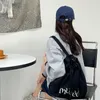 Japansk koreansk modebrev broderi ryggsäckar Highcapacity Vintage Trendy Shoulder Bag Casual Preppy Y2K School Bags Women 240304
