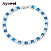 Amazing Jewelry Charm Bracelets Deep Blue zircon Silver tone Lowest Distinctive Fashion Jewelry for Women TBS1080A223d