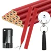12/20 unidades de lápis de marcação de carpinteiro plano octogonal lápis de carpinteiro com apontador suporte de caneta retrátil para ferramenta de marcenaria 240304