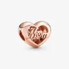 Rose Gold Thank You Mom Heart Charm Pandora's Real Sterling Silver Charms Set Designer Bracelet Making Components Necklace Pendant Love charms with Original Box