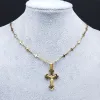 Cruz cristã jesus 14k colar de ouro amarelo para mulheres/homens cor dourada crucifixo rosário corrente jóias rosario hombre