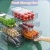 ビンズキッチン冷蔵庫の引き出し収納ボックスフルーツ野菜の新鮮なキーピングストレージビンスタッカブル冷蔵庫オーガナイザーパントリーキャビネットボックス