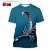 Men's T-Shirts New Fashion Scorpion 3D Mens Printed T-shirt Personality Carnivore Unisex Casual Round Neck Animal Short-slved T Shirts Tops Y240321