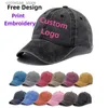 Ball Caps Nieuwe Effen Kleur Custom Borduren Baseball Cap Mannen Papa Hoed Unisex Hip Hop Cap Volwassen Vintage Gewassen Denim trucker CapY240315