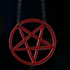 Colares pingentes moda invertida preto e vermelho pentagrama símbolo satânico colar unissex amuleto jóias