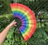 Rainbow Folding Fans LGBT Colorful Hand-Held Fan for Women Men Pride wedding Party Decoration Music Festival Events Dance Rave Supplies