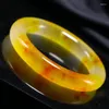 Strand High Grade A Yellow Jade Bangles Women Fine Jewelry äkta Natural Myanmar Jadeite med certifikat Burma Jades