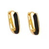 Stud Earrings Drip U Gold Bronze Vintage INS Trend Simple Multi-color Geometric Elliptic Ring Pair Of Earbuckle Earring Accessories Jewelry