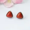 Boucles d'oreilles à tige en agate rouge noble, aiguille en argent pour femmes, pierres précieuses colorées en cristal