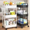 Rack 3 Tier Hållbart rullande vagn Multistorey Cart Storage Shelf Movible Gap Storage Rack Kitchen Badrum Slim Slide Organizer