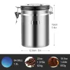 Jars Stainless Steel Airtight Coffee Container Storage Canister Set Coffee jar Canister With Scoop For Coffee Beans Tea 1.5L Tools