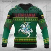 Męskie bluzy bluzy Dostosuj Symbol Litwy Boże Narodzenie Bluzy Unisex luźne topy bluzy zimowe odzież na temat Owwora uliczna l240315