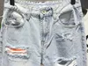Mens Loose Big Hole Nine Point Straight Denim Pants Baggy jeans för män Y2K Streetwear 240309