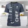 T-shirt da uomo Camicia da chef T-shirt da uomo Cucina Abbigliamento da uomo Unisex Stampato in 3D Casual Manica corta Top O Collo Cotone Oversize Cool Ts 6xl Y240315