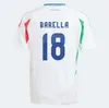 2024 Italys fotbollsskjortor fotbollströjor italienska tröja med scamacca immobil chiesa raspadori jorginho barella bastoni verratti maglia italiana kit