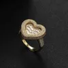 Кольца кластера женские блестящие кольца латунные кольца в форме сердца мужские кольца подарок на вечеринку R062 L240315