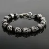 Punk Hip Hop Stainless Steel Skull Bracelet Biker Vintage Beads Bangles For Men Boys Fashion Creative Jewelry Gifts Drop 240305