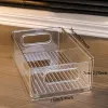 Baskets 2/4pcs Refrigerator Organizer Bin Clear Kitchen Pantry Storage Container Bins With Handles For Cabinets Shelves, Drawer, Freezer