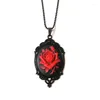 Pendentif Colliers Vintage Gothic Rose Collier Victorien Noir Rouge Fleur Bijoux