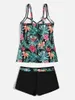 Kvinnors badkläder Kvinnor Två bit Vintage Tankini Set Swimsuit Summer Beach Bathing Suit