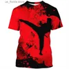 Herr t-shirts mens karate 3d sport t-shirt utomhus fitness sportkläder casual överdimensionerad rund hals t-shirt herr kort slved brottning ts y240321