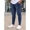 Jeans de travail élastiques décoratifs pour hommes, multi-poches, fermeture éclair, nouveau Style