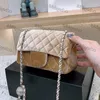 CC Bags Luxe merk schouder Dames Klassiek Mini Flap Velours Sqaure Crush Zilver Strass Bal Metaal Gematelasseerde kettingportemonnee 6 kleuren Liawn