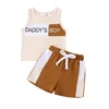 Conjuntos de roupas da criança do bebê menino roupas de verão carta impressão sem mangas regatas e shorts de cintura elástica nascido roupa infantil
