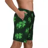 Mäns shorts baddräkter St Patricks Day Four Leaf Clover Gym Summer Ctue Casual Beach Men Surfing Bekväm simningstammar