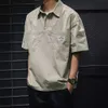 Summer short sleeved shirt for mens workwear oversized trendy brand loose half sleeved 2024 new t-shirt pure cotton shirt
