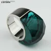 Cluster Rings LYCOON high quality 316L stainless steel wedding Jewelry big crystal ring transparent Austrian green crystal rings for women L240315