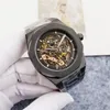 Neue Mode-Herrenuhr aus Glas, 41 mm, Skelett-Zifferblatt, automatische mechanische Armbanduhr, Stahlarmband, wasserdicht, Designer-Meisteruhren, ohne Box