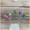 Drinking Sts 27 Colori Bambina Blu Elfo Cartoon Sile St Toppers Accessori Er Charms Riutilizzabile A prova di spruzzi Tappo antipolvere Decorativo 8Mm Otkxp