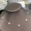 Brand Clover 10 Flower Full Diamond Necklace for Women Luxury Charm Necklace 18k Gold High Quality Titanium Steel Jewelry