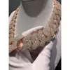 Hip Hop Luxury Miami Cuban Chain larghezza 22 mm Larghezza tre file Moissaniti Set Set completo Collana a collegamento ghiacciato