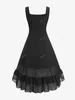 Casual Dresses ROSEGAL Plus Size Damen Gothic Rüschen Layered Rüschen Solid Black Kleid Sommer Schatz Hals ärmellos Vestidos