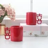 Mugs Tradition Chinese Wedding Celebration Gift Box Bceramic Double Happiness Red Joyous Ceremony Festive Mug Coffee Water Tea Cup