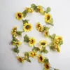 Strings Artificial Sunflower Vine Garland String Lights Battery Operated Fairy For Bedroom Wedding Home Decor