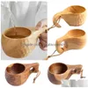 Wine Glasses Acacia Wood Milk Cup Breakfast Turtle Shell Finnish Cam Handy Portable Outdoor Drop Bushcraft Delivery Home Garden Kitc Dhknq