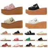 Wedge Espadrille Chinelos Plataforma Designer Sandálias Mulheres Linho Salto Alto Luxo Woody Flat Mule Slides Branco Preto Rosa Mulher Sandale Mocassins Sliders Tamanho 35-42