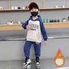 Clothing Sets 2pcs Winter Boys Thicken Fleece Jacket Pant Teenager Children Tracksuit Kids Clothes Boy Outfit 3-11year