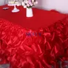 CL010GK 11FT fast wedding ruffled red blue pink black blush green organza curly willow table skirt 240307