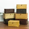 Baskets Rectangle Wicker Storage Box with Handle Large Seagrass Baskets laundry Cosmetic Gadgets Toys Organizer for Home Bathroom Decor