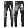 Designer Jeans para Mens Calças Jeans Roxo Jeans Roxo Mens Jeans Tendências Angustiado Preto Rasgado Motociclista Slim Fit Motocicleta Mans Stacked Jeans Men 101